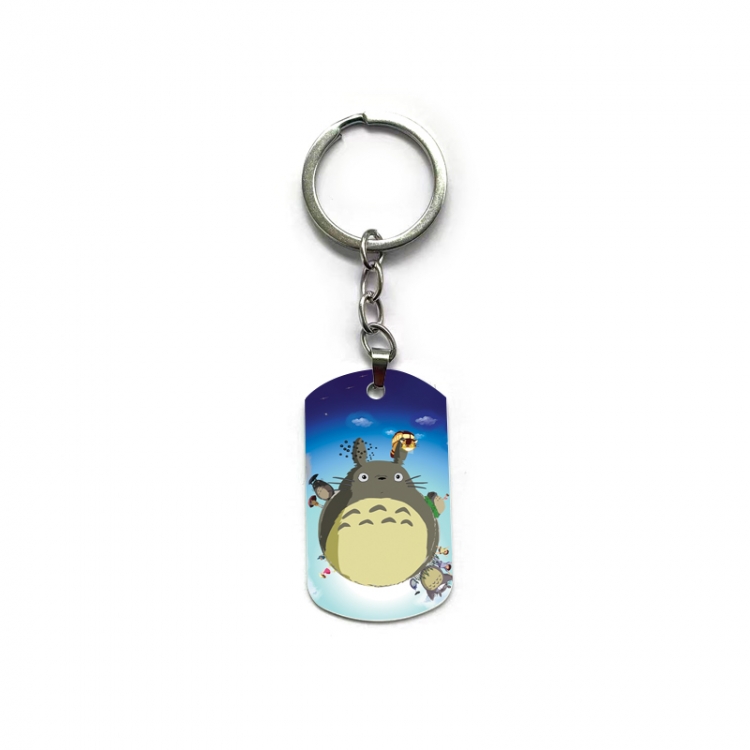 TOTORO Anime double-sided full-color printed military brand ring keychain  price for 5 pcs