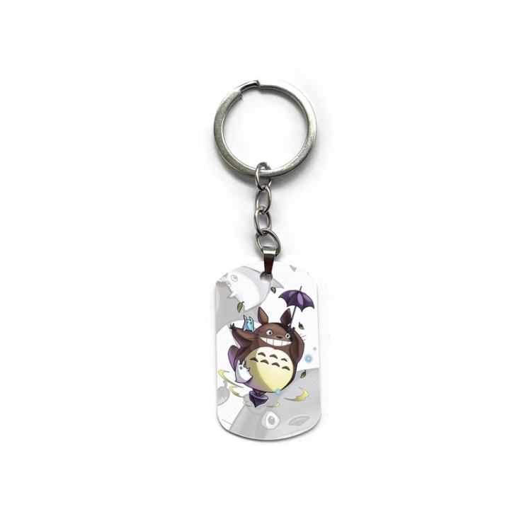 TOTORO Anime double-sided full-color printed military brand ring keychain  price for 5 pcs