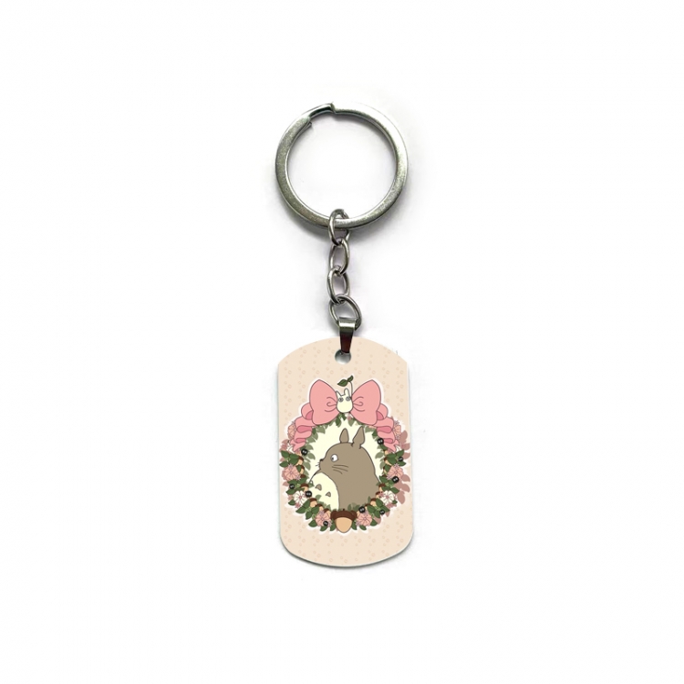 TOTORO Anime double-sided full-color printed military brand ring keychain  price for 5 pcs