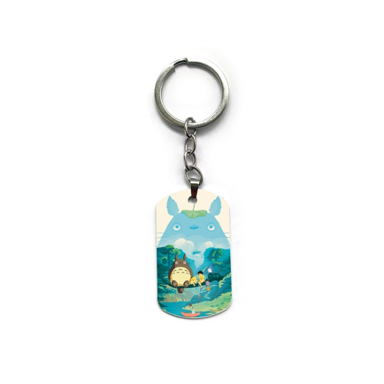 TOTORO Anime double-sided full-color printed military brand ring keychain  price for 5 pcs