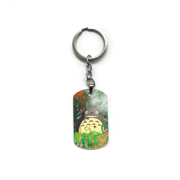 TOTORO Anime double-sided full-color printed military brand ring keychain  price for 5 pcs