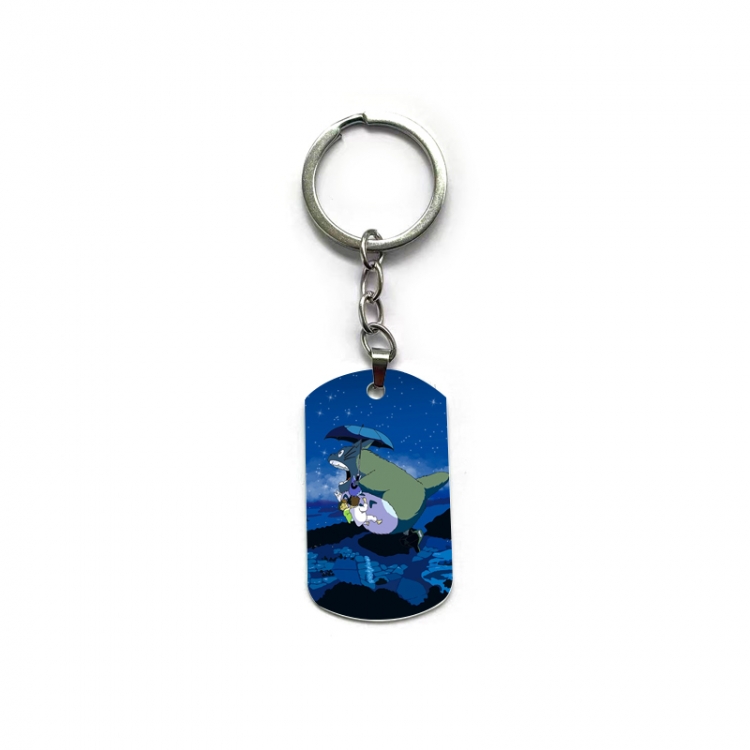 TOTORO Anime double-sided full-color printed military brand ring keychain  price for 5 pcs