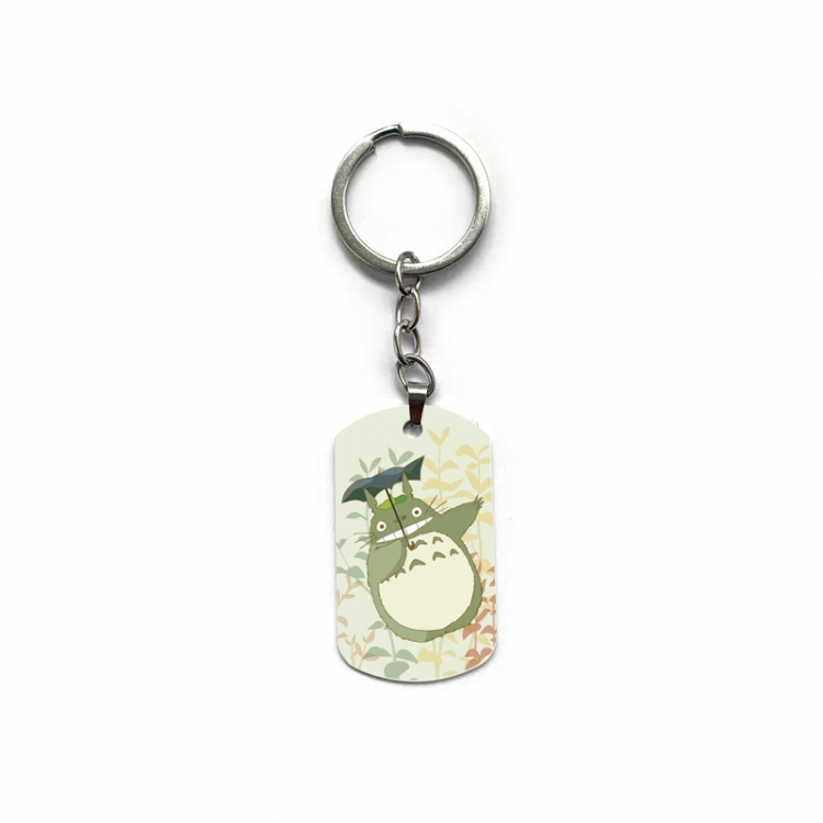 TOTORO Anime double-sided full-color printed military brand ring keychain  price for 5 pcs