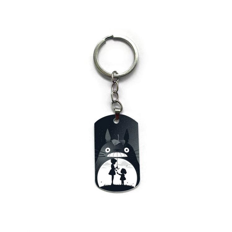 TOTORO Anime double-sided full-color printed military brand ring keychain  price for 5 pcs