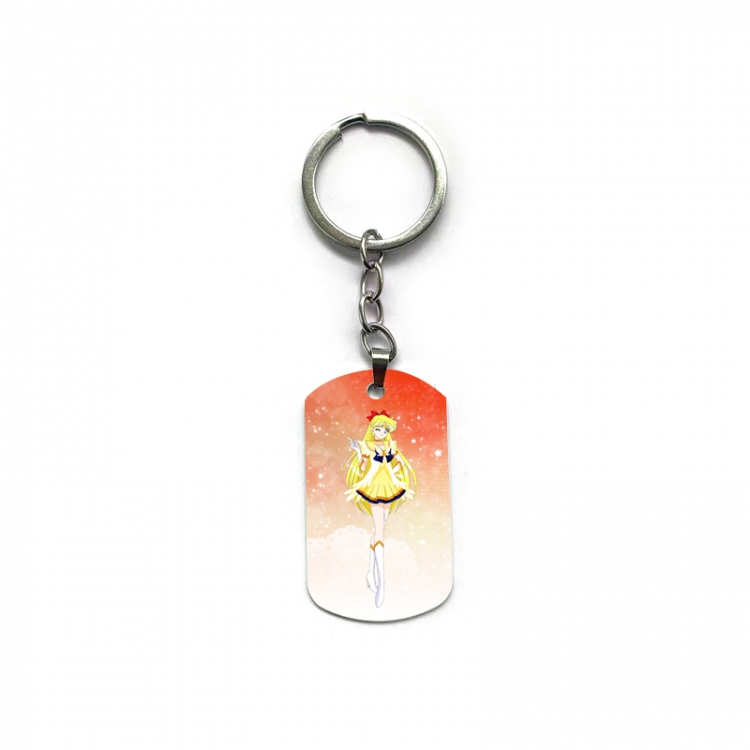 sailormoon Anime double-sided full-color printed military brand ring keychain  price for 5 pcs