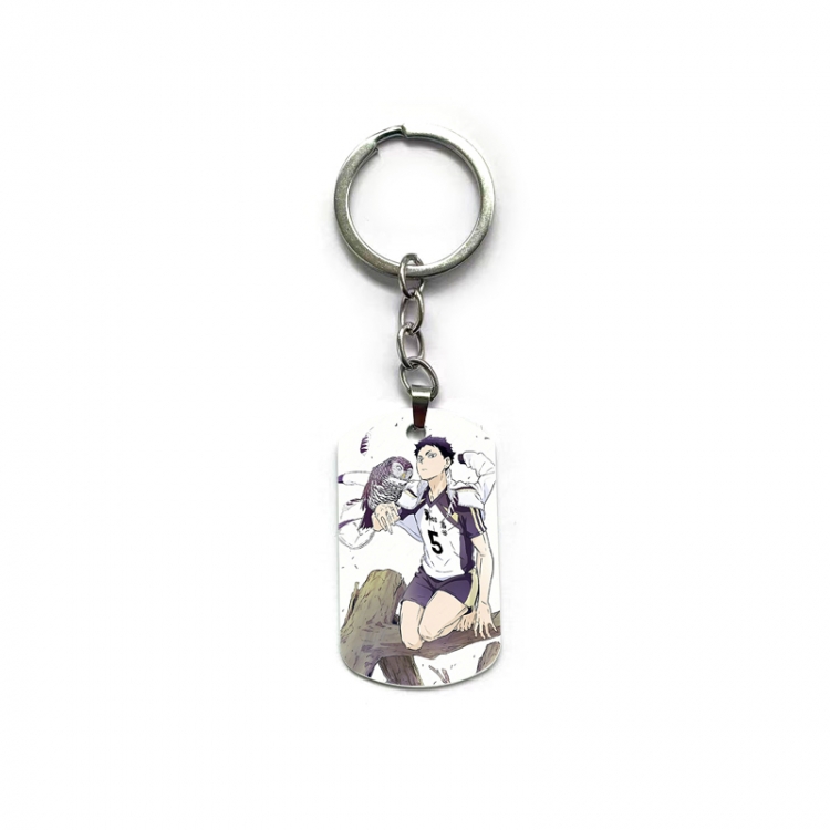  Haikyuu!! Anime double-sided full-color printed military brand ring keychain  price for 5 pcs