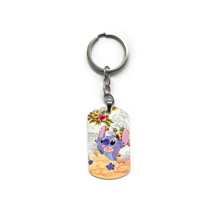 Lilo & Stitch Anime double-sided full-color printed military brand ring keychain  price for 5 pcs