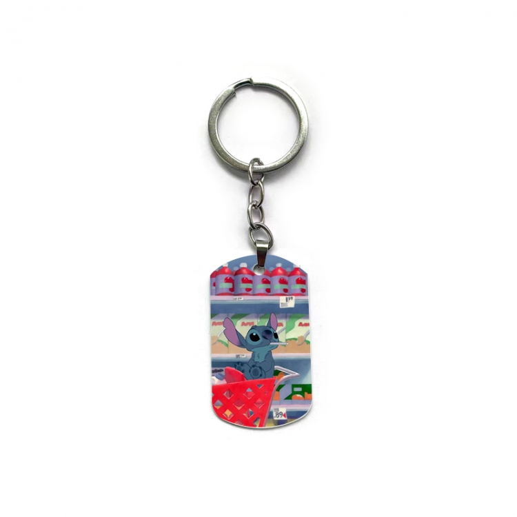 Lilo & Stitch Anime double-sided full-color printed military brand ring keychain  price for 5 pcs