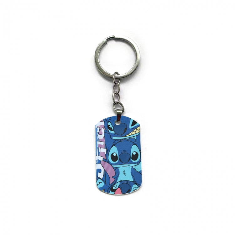 Lilo & Stitch Anime double-sided full-color printed military brand ring keychain  price for 5 pcs