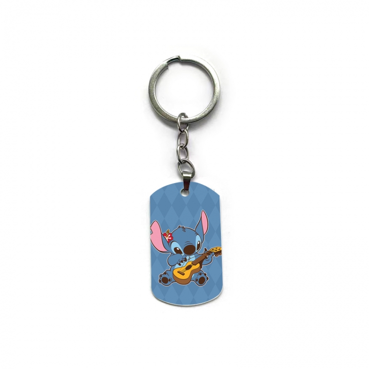 Lilo & Stitch Anime double-sided full-color printed military brand ring keychain  price for 5 pcs