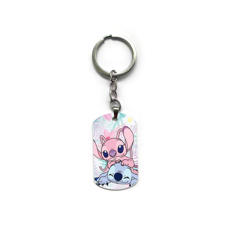 Lilo & Stitch Anime double-sided full-color printed military brand ring keychain  price for 5 pcs