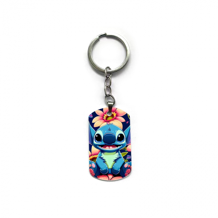 Lilo & Stitch Anime double-sided full-color printed military brand ring keychain  price for 5 pcs