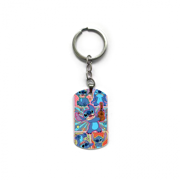 Lilo & Stitch Anime double-sided full-color printed military brand ring keychain  price for 5 pcs