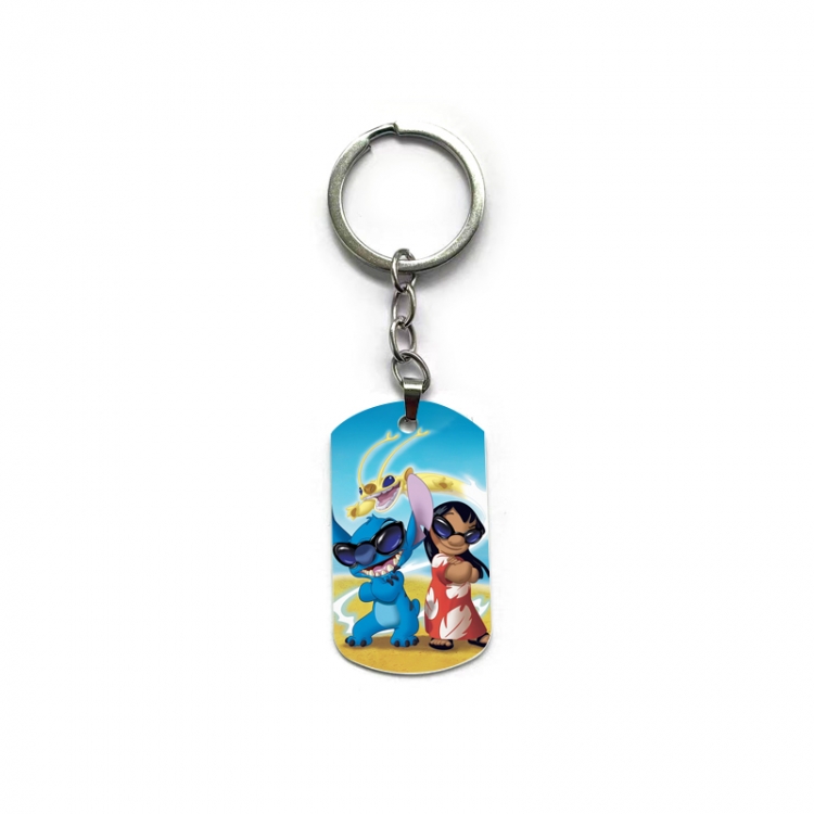 Lilo & Stitch Anime double-sided full-color printed military brand ring keychain  price for 5 pcs