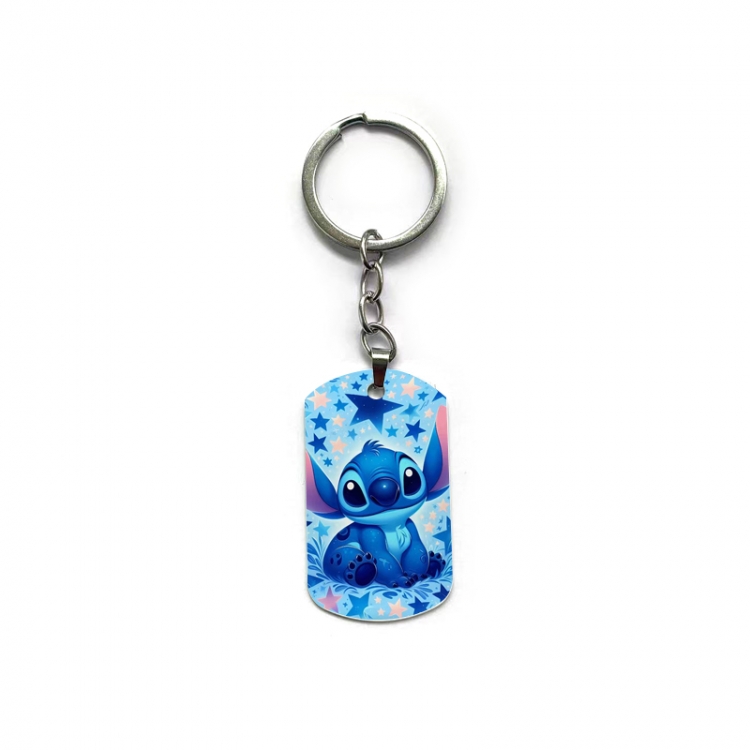 Lilo & Stitch Anime double-sided full-color printed military brand ring keychain  price for 5 pcs