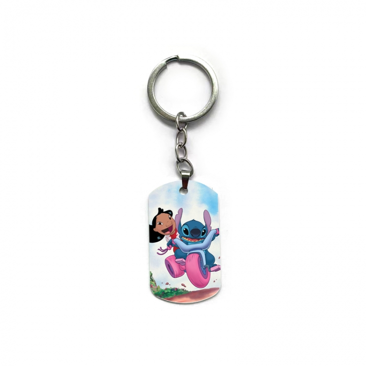 Lilo & Stitch Anime double-sided full-color printed military brand ring keychain  price for 5 pcs