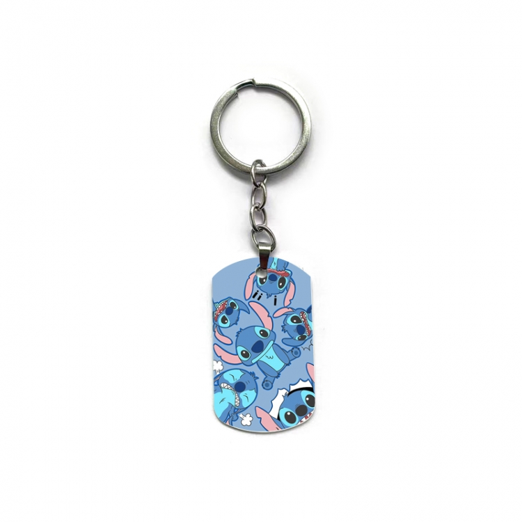 Lilo & Stitch Anime double-sided full-color printed military brand ring keychain  price for 5 pcs