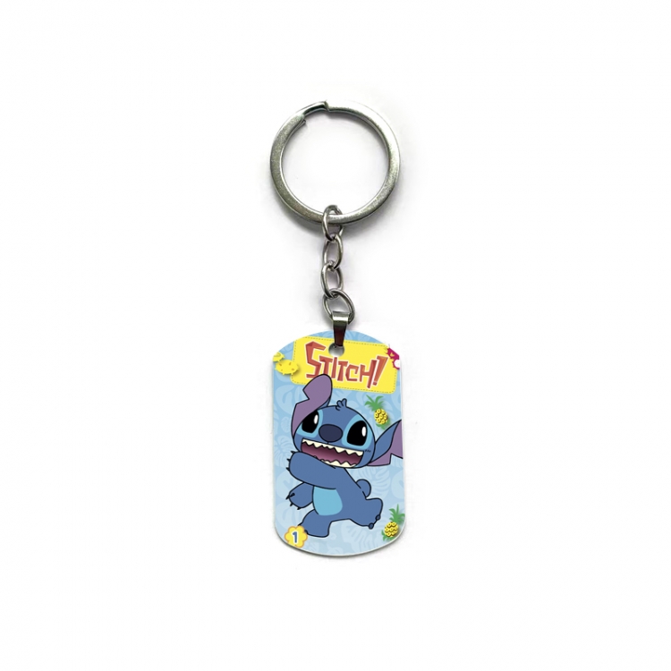 Lilo & Stitch Anime double-sided full-color printed military brand ring keychain  price for 5 pcs