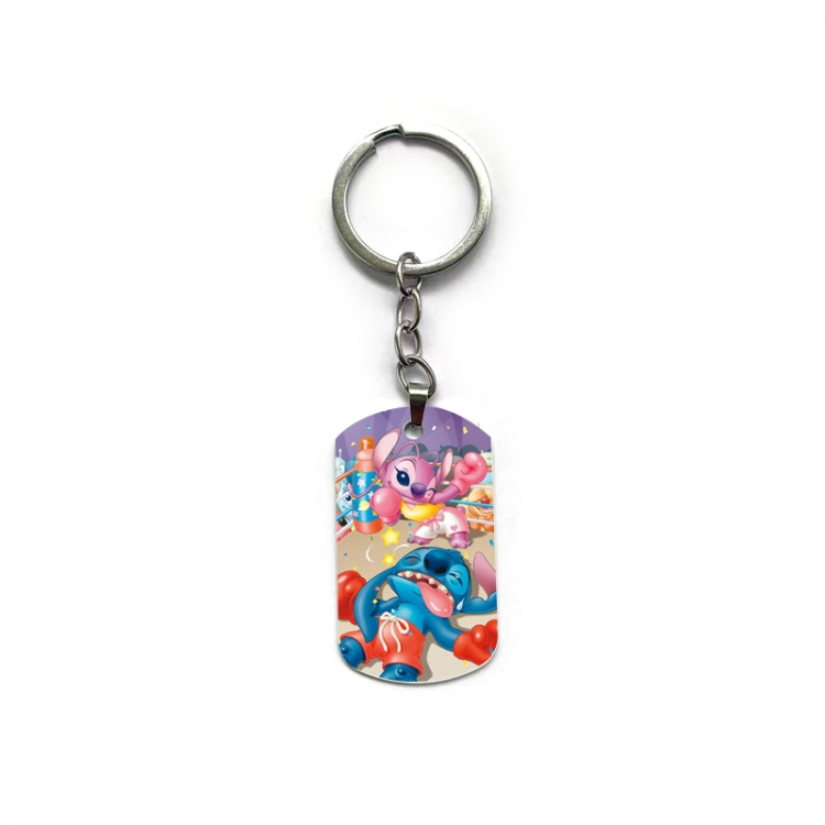 Lilo & Stitch Anime double-sided full-color printed military brand ring keychain  price for 5 pcs