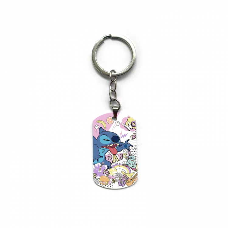 Lilo & Stitch Anime double-sided full-color printed military brand ring keychain  price for 5 pcs