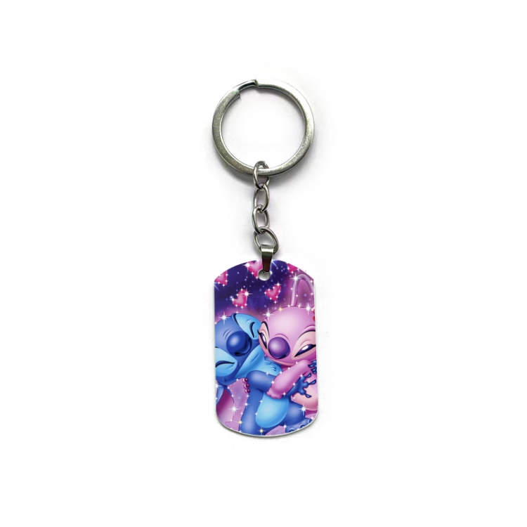 Lilo & Stitch Anime double-sided full-color printed military brand ring keychain  price for 5 pcs