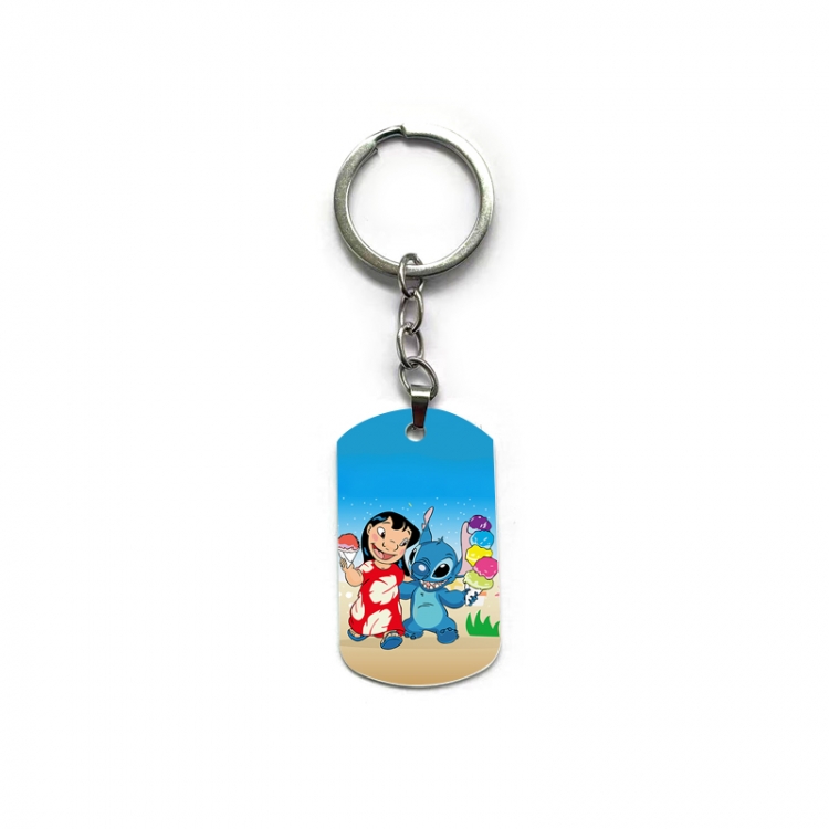 Lilo & Stitch Anime double-sided full-color printed military brand ring keychain  price for 5 pcs