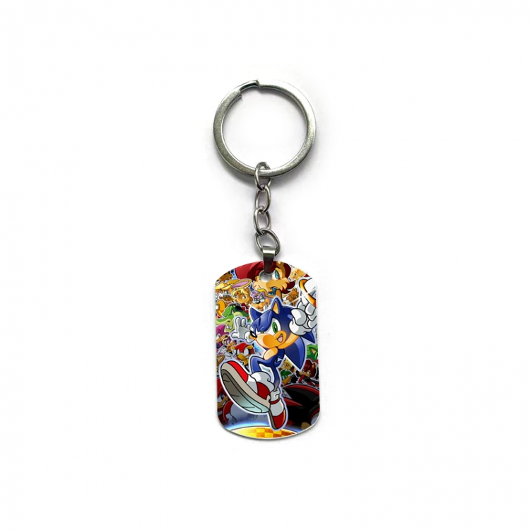 Sonic The Hedgehog Anime double-sided full-color printed military brand ring keychain  price for 5 pcs