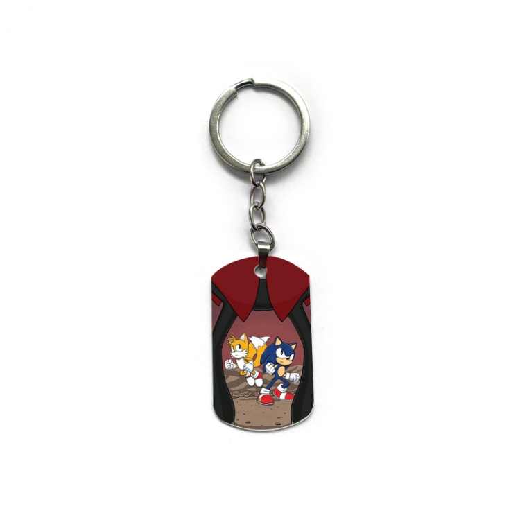 Sonic The Hedgehog Anime double-sided full-color printed military brand ring keychain  price for 5 pcs