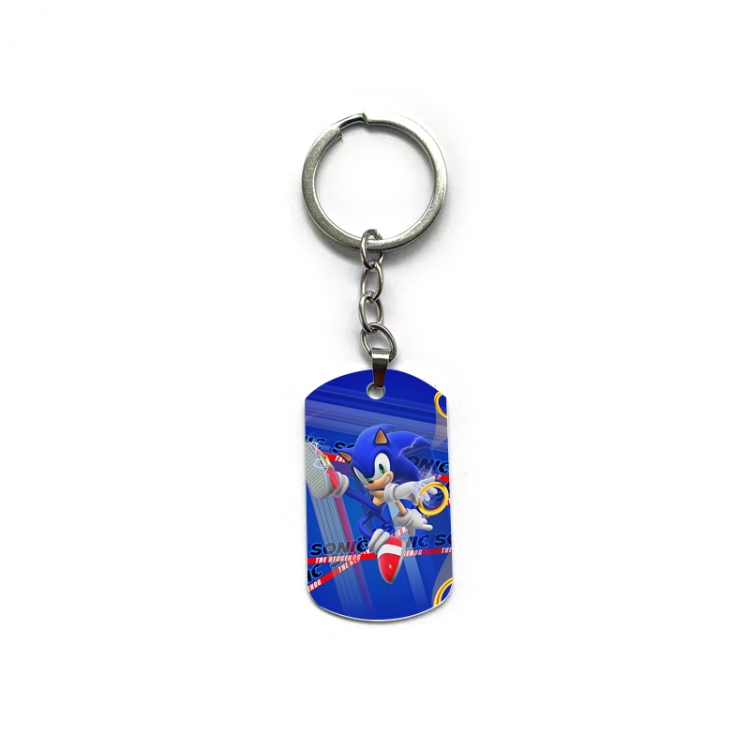 Sonic The Hedgehog Anime double-sided full-color printed military brand ring keychain  price for 5 pcs