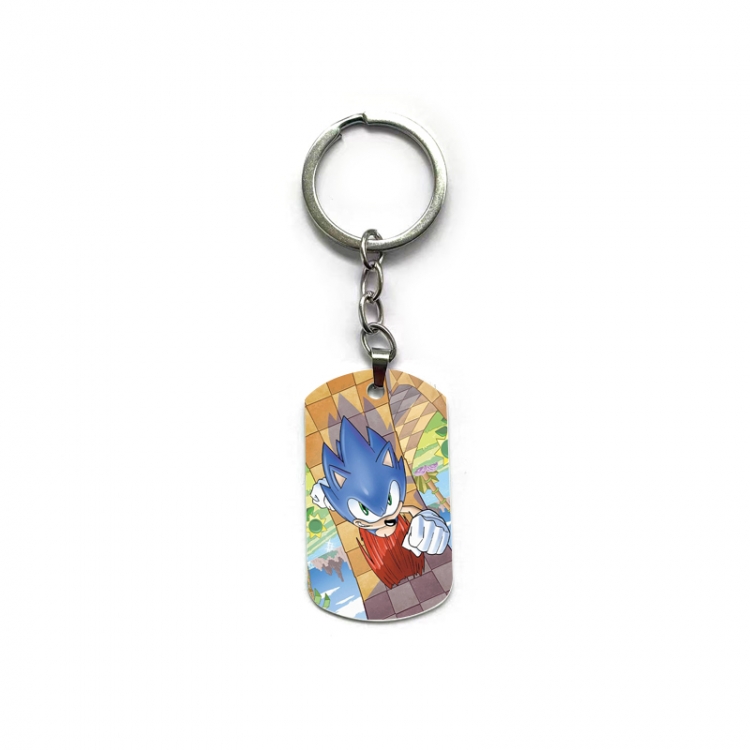 Sonic The Hedgehog Anime double-sided full-color printed military brand ring keychain  price for 5 pcs