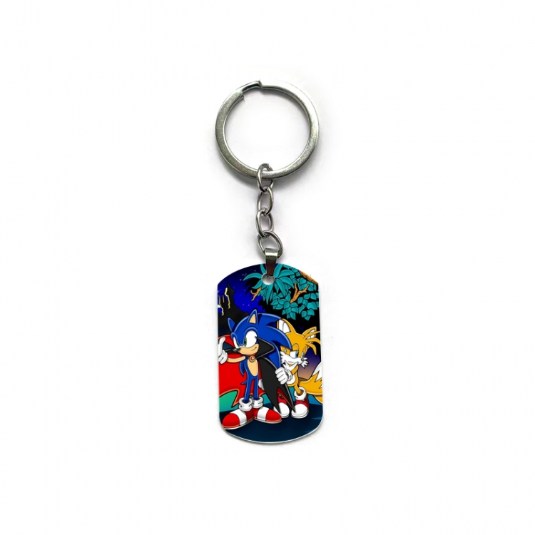 Sonic The Hedgehog Anime double-sided full-color printed military brand ring keychain  price for 5 pcs