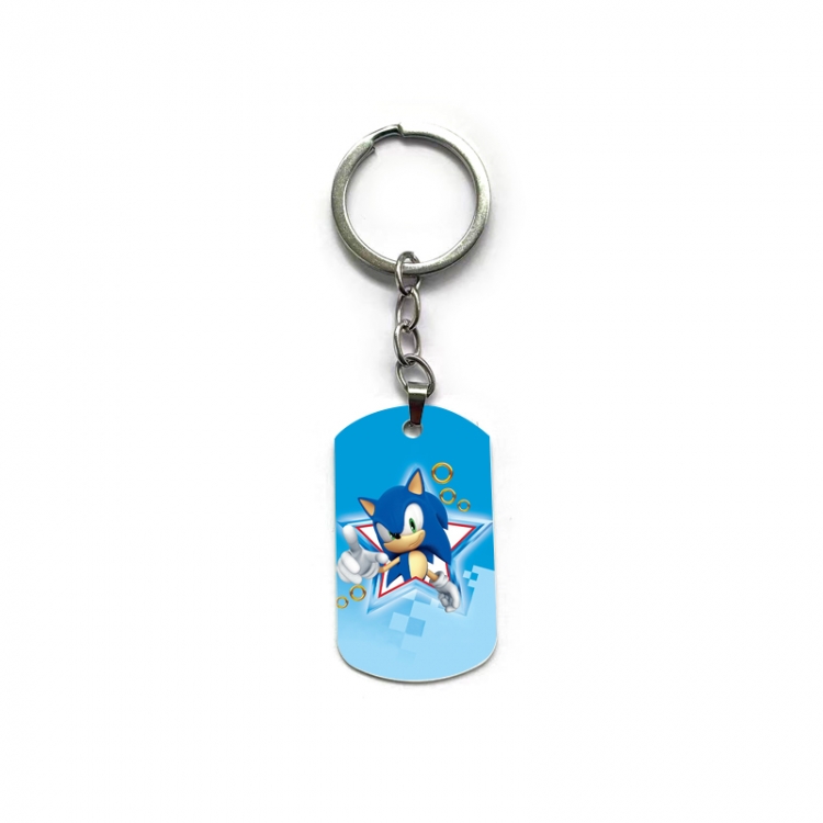 Sonic The Hedgehog Anime double-sided full-color printed military brand ring keychain  price for 5 pcs