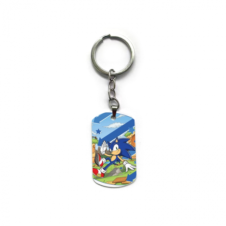 Sonic The Hedgehog Anime double-sided full-color printed military brand ring keychain  price for 5 pcs