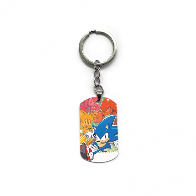 Sonic The Hedgehog Anime double-sided full-color printed military brand ring keychain  price for 5 pcs