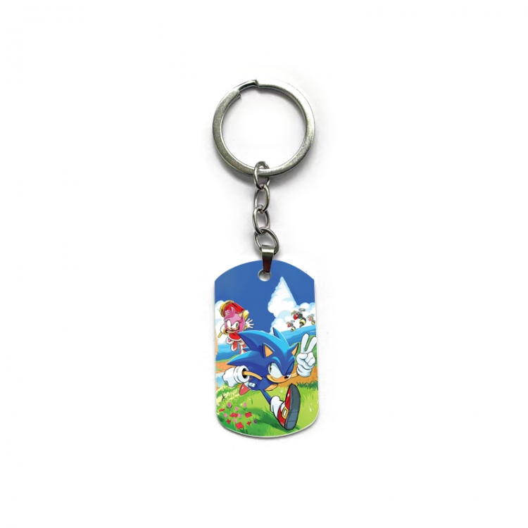 Sonic The Hedgehog Anime double-sided full-color printed military brand ring keychain  price for 5 pcs