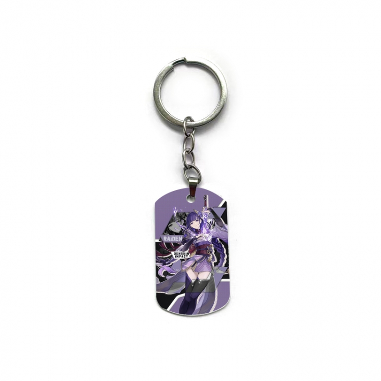 Genshin Impact Anime double-sided full-color printed military brand ring keychain  price for 5 pcs