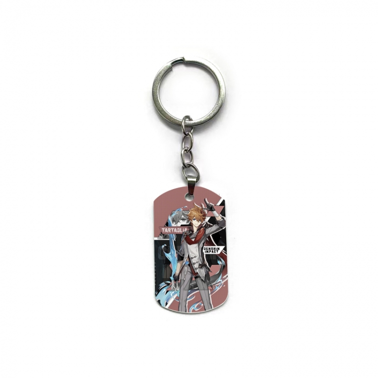 Genshin Impact Anime double-sided full-color printed military brand ring keychain  price for 5 pcs