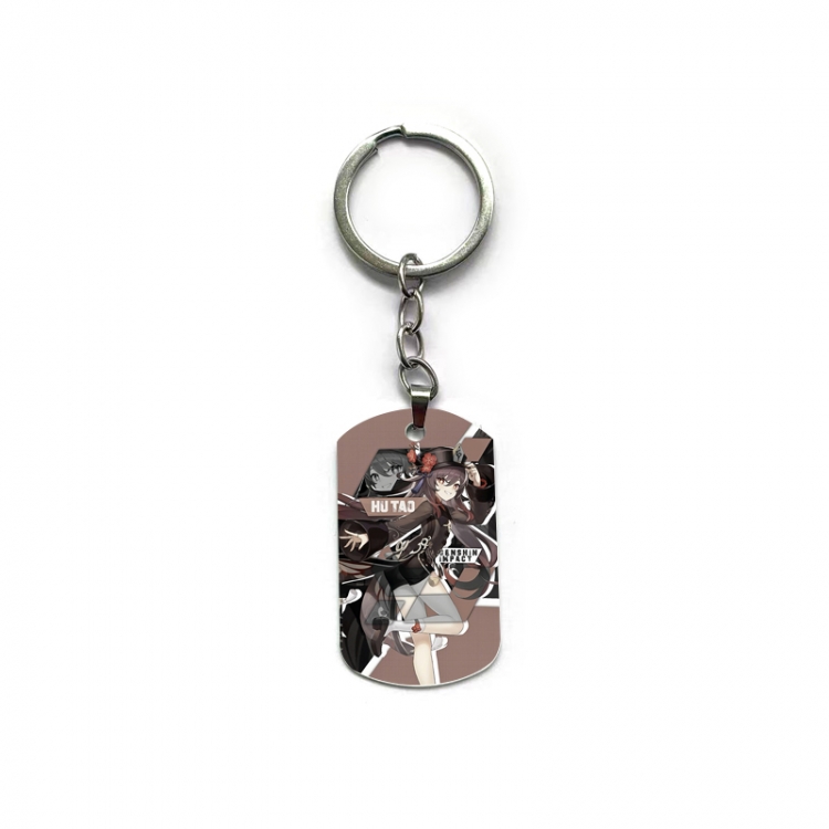 Genshin Impact Anime double-sided full-color printed military brand ring keychain  price for 5 pcs