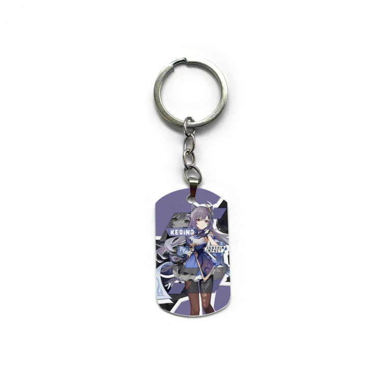 Genshin Impact Anime double-sided full-color printed military brand ring keychain  price for 5 pcs