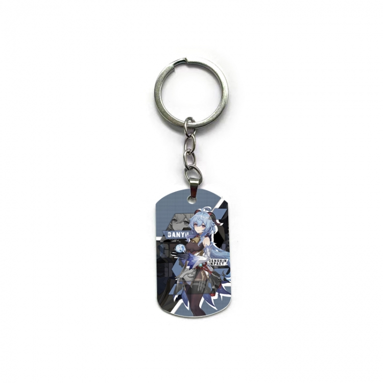 Genshin Impact Anime double-sided full-color printed military brand ring keychain  price for 5 pcs