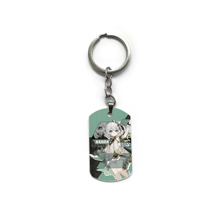 Genshin Impact Anime double-sided full-color printed military brand ring keychain  price for 5 pcs