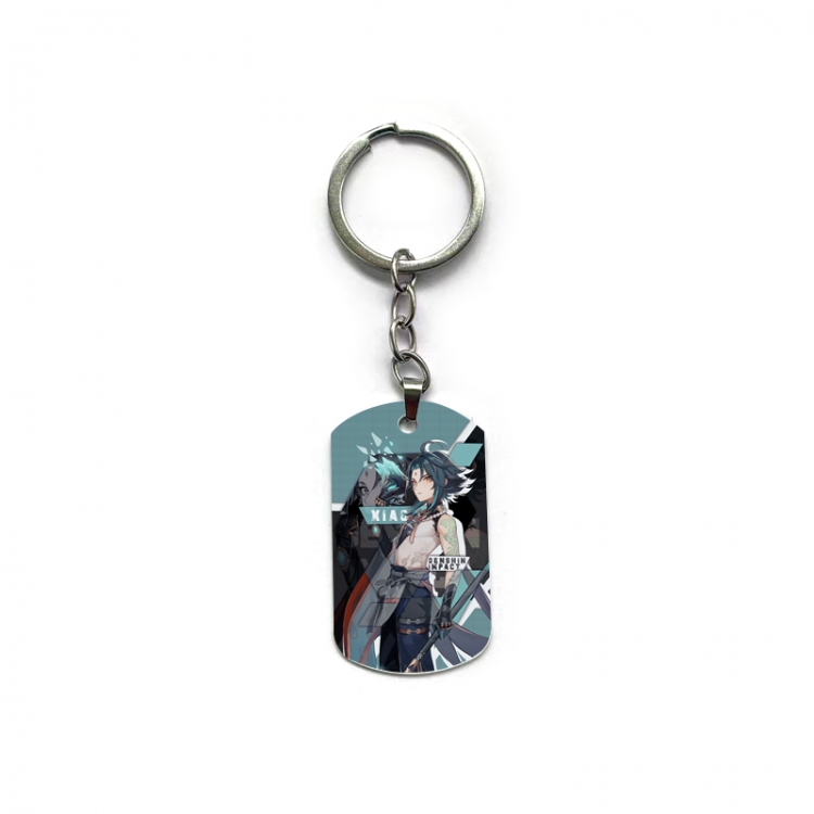 Genshin Impact Anime double-sided full-color printed military brand ring keychain  price for 5 pcs