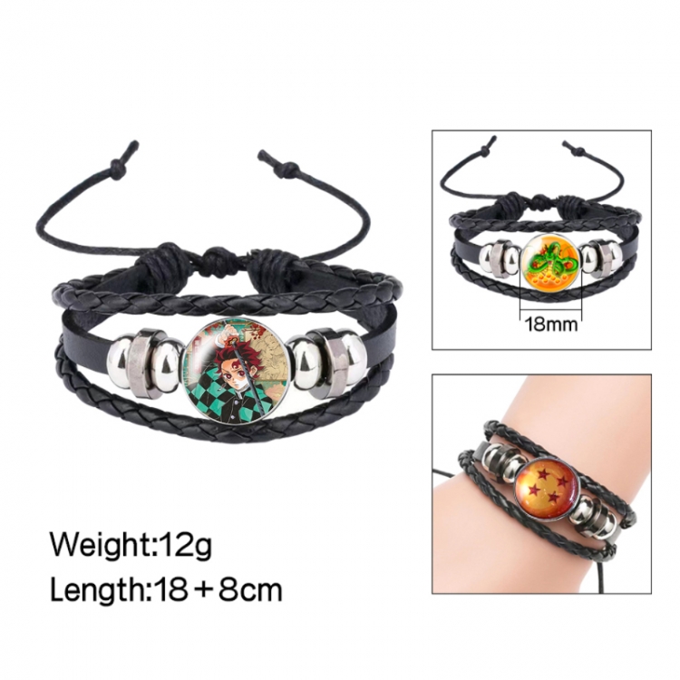 Demon Slayer Kimets Anime peripheral crystal leather rope bracelet price for 5 pcs 