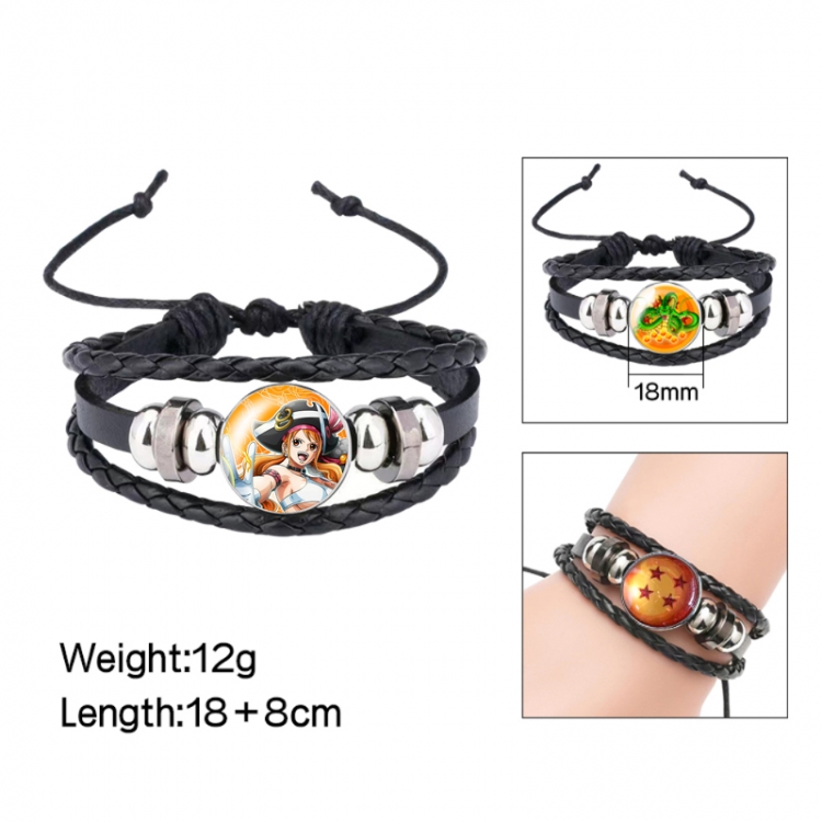 One Piece Anime peripheral crystal leather rope bracelet price for 5 pcs 