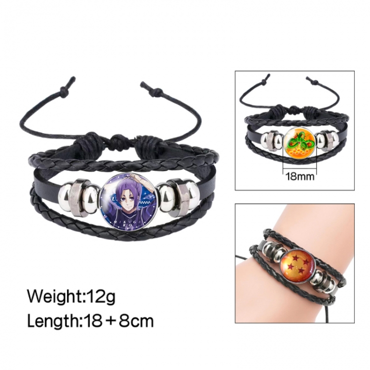 BLUE LOCK Anime peripheral crystal leather rope bracelet price for 5 pcs 