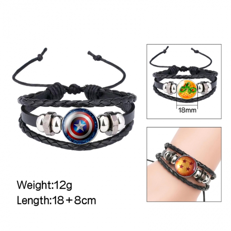 Captain America Anime peripheral crystal leather rope bracelet price for 5 pcs