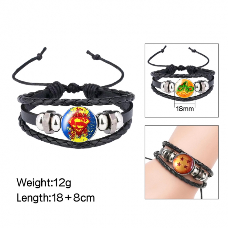 Superman Anime peripheral crystal leather rope bracelet price for 5 pcs