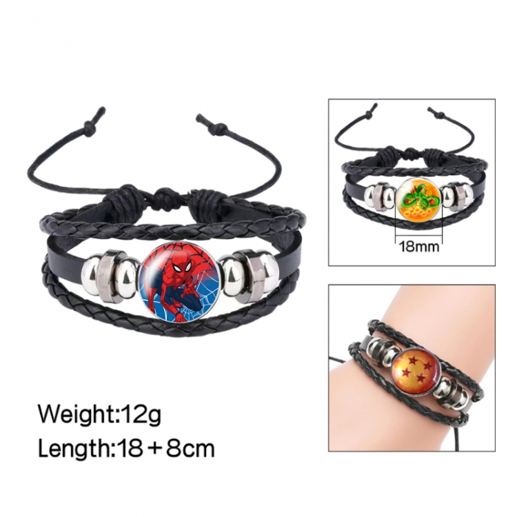 Spiderman Anime peripheral crystal leather rope bracelet price for 5 pcs