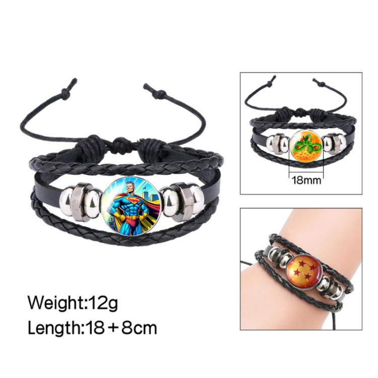 Superman Anime peripheral crystal leather rope bracelet price for 5 pcs