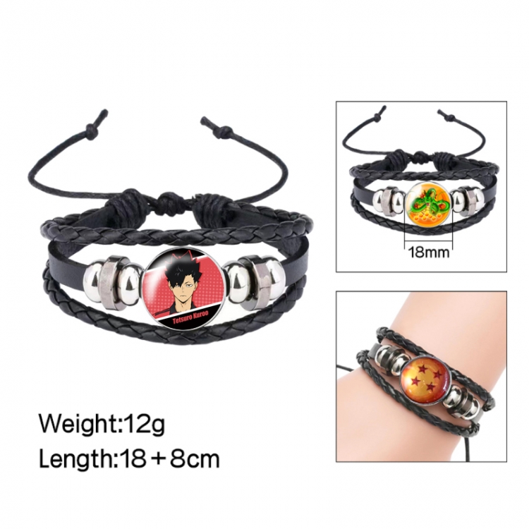 Haikyuu!! Anime peripheral crystal leather rope bracelet price for 5 pcs 